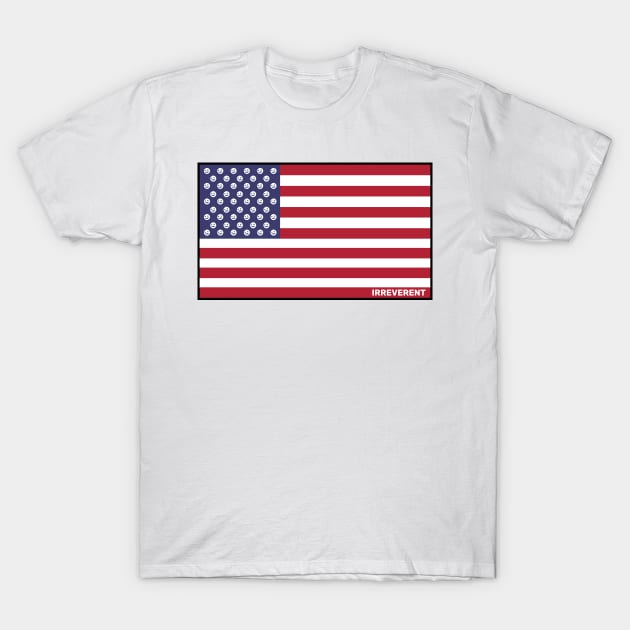 Irreverent Collection: USA Flag with smiley faces T-Shirt by Biagiode-kd
